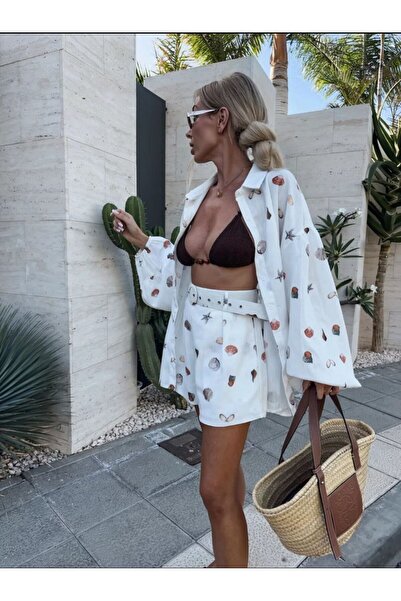 BRGCLOTHING Women's Design Belt Included Shorts Shirt Set