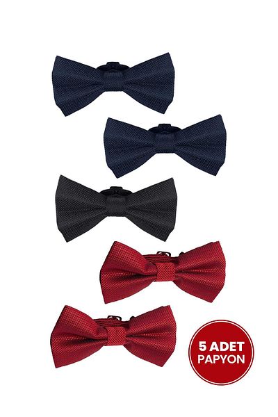 Tudors 5 Pack Dobby Navy Blue-Black-Red Men's Bow Ties