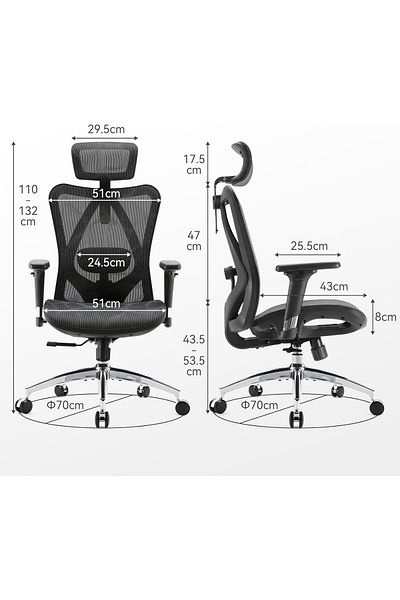 SIHOO M57 Ergonomic Mesh Office Chair with Adjustable Headrest and Armrest, Black