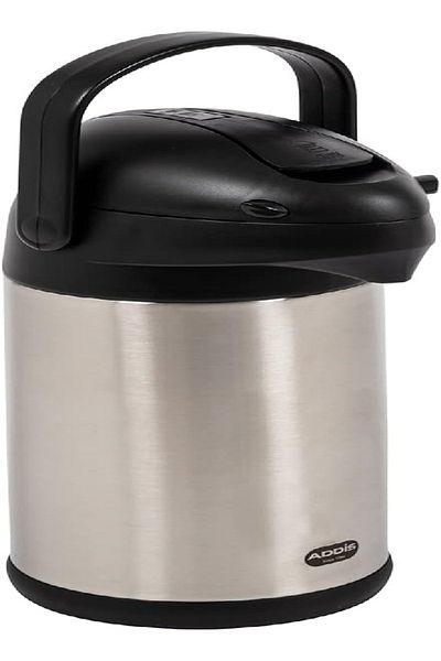 emsa Addis Pump Pot 3L | Stainless Steel/Black | Vacuum Insulated | Ideal for Catering & Travel
