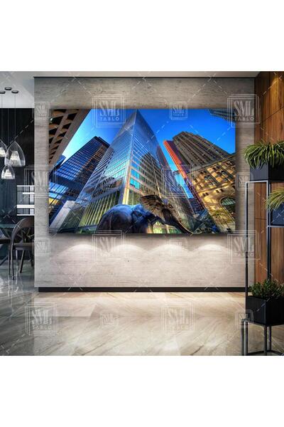 SML TABLO Şehir Manzarası Plaza Gökdelen Emlak İnşaat Mimar Ofis Dekor Yatay ...