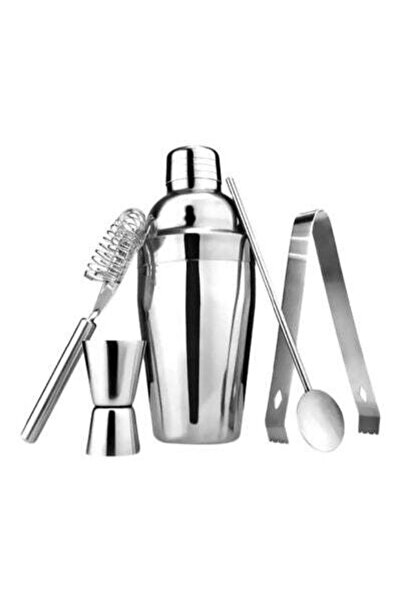 HALAMODO طقم شاكر كوكتيل بارماند مكون من 5 قطع فضي