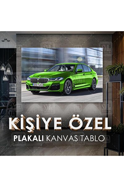 SML TABLO Spor Araba Kişiye Özel Plakalı Bmw 5 Serisi G30 Lci 2020-2023 Erkek...