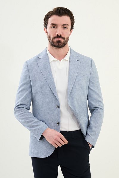 Mcr Wrinkled Slim Fit Mono Collar Linen Men's Jacket