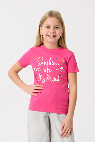 Nisrakids Μπλουζάκι με λουλουδάτο μοτίβο για κορίτσια με λαιμόκοψη από βαμβακερό χτενισμένο βαμβάκι