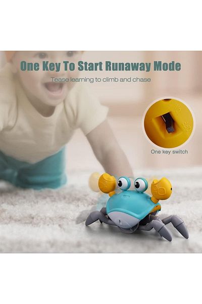 Generic Crawling Crab Baby Toy – Interactive Running Music Toy with Lights & Obstacle Avoidance for Toddlers