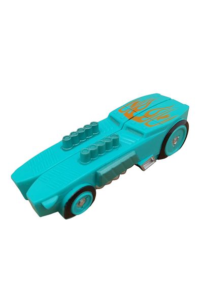 Depox Mașină dublă, viteze separate, putere abur, plastic, cu magnet, 9,5 cm, turcoaz