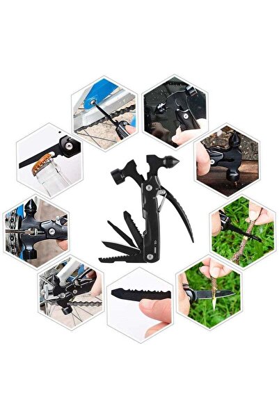 COOYA 12 in 1 Multitool Hammer, 3CR13 Stainless Steel,With Pliers,Portable,Durable,Wide Application