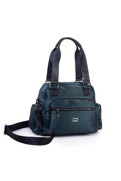 Nas Bag Geantă de umăr și crossbody cu mai mulți ochi, satin negru petrol