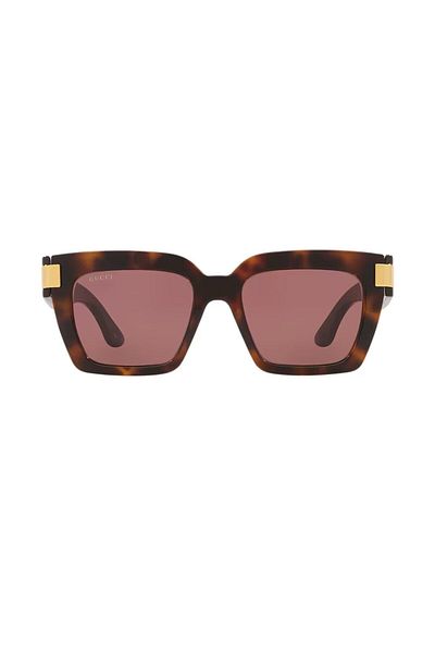 Gucci Gg 1689S 002 54 Women's Square Gray Brown Bone Sunglasses