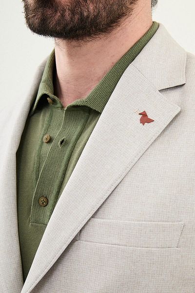 Mcr Patterned Beige Slim Fit Bag Pocket Mono Collar Men's Jacket