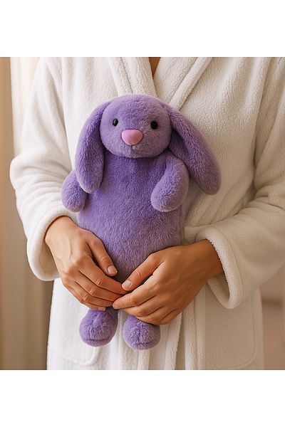 Özgüner Oyuncak Plush Water Bag Cover – Lilac Rabbit Shaped Hugable Cute Design