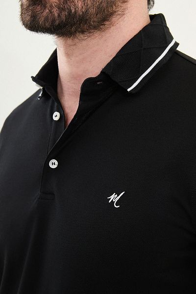 Mcr Plain Slim Fit Polo Neck Cotton Men's T-Shirt Black - 36854.25Y