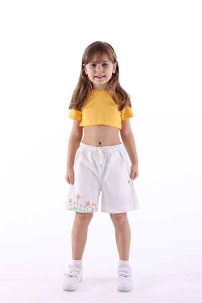 Ozmoz By Mukadder Özden Organic Canvas White Spring Girl Shorts