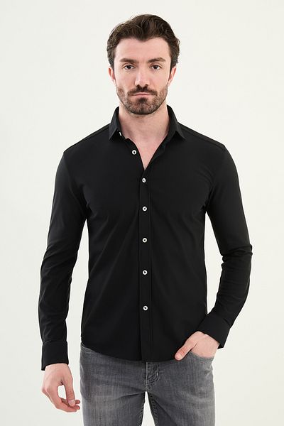 Mcr Straight Slim Fit Men's Shirt Black - 27072.25Y