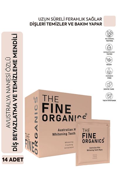 THE FINE ORGANICS النعناع الأسترالي - مناديل تنظيف وتبييض الأسنان