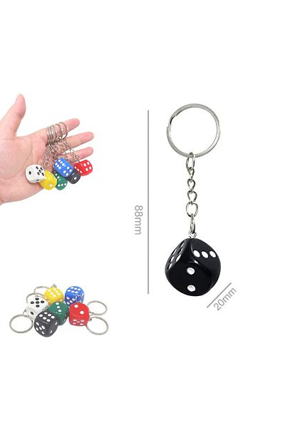 Limmy Dice Keychain 1 Piece Car Bag Ornament Keychain - Black