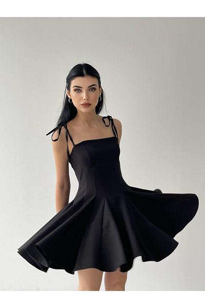 LOKADI Women's Strap Detailed Lined Mini Dress