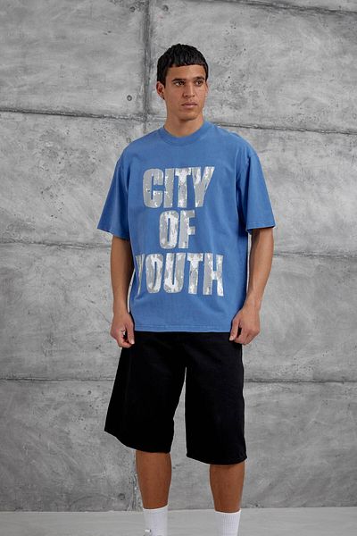 NOMARC Tricou supradimensionat cu imprimeu Blue City Of Youth