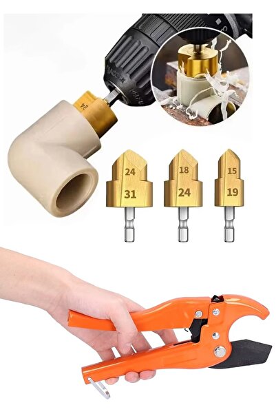 Depolife Pvc Boru Havşa PPRC Boru Tamir Onarımı Için 3 boy Matkap Rayba Boru Kesme Makası Delme Genişletme