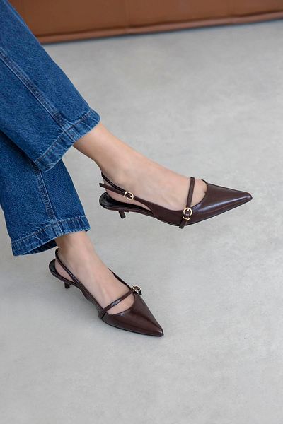 STRASWANS Valeria Women's Heeled Wrinkled Leather Shoes Claret Red