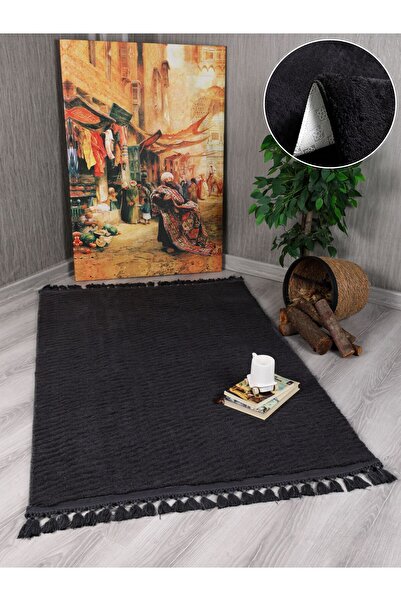 Myevilla My Evilla Modern Dekoratif Örgü Saçaklı Puffy Peluş Halı Yolluk