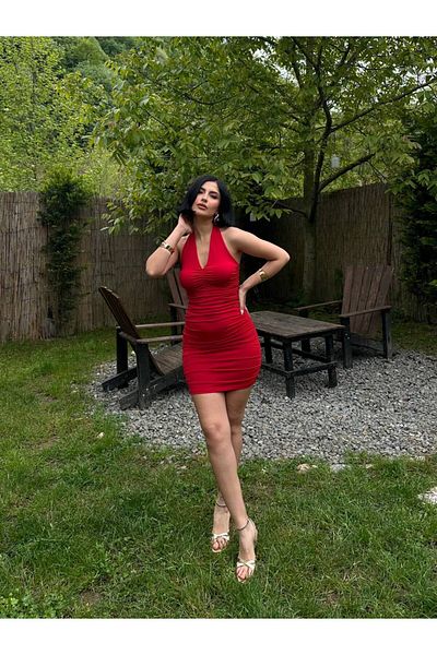 MY LİKA Halter Mini Dress with Cord