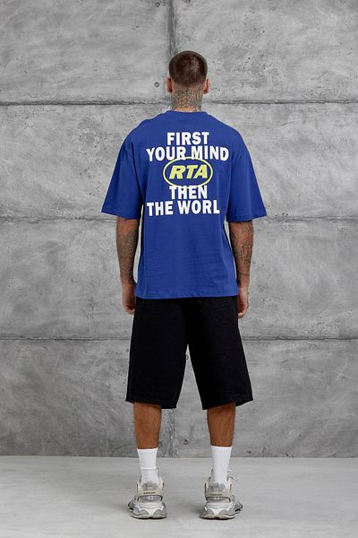 NOMARC Μπλουζάκι Oversize με γραμμένο Navy Blue First Your Mind