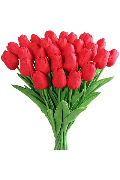 Choice 10pcs 6 10Pcs Artificial Flower Realistic Touch Tulip Scrapbooking Vase Home Decor Wedding Garden Ar