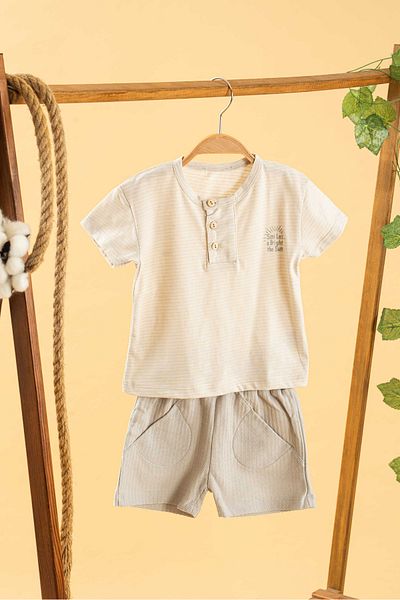 bombe Girl Boy Baby Kids Gray Shorts Casual Suit Natural Cotton Trend Fashion Bottom Top Suit