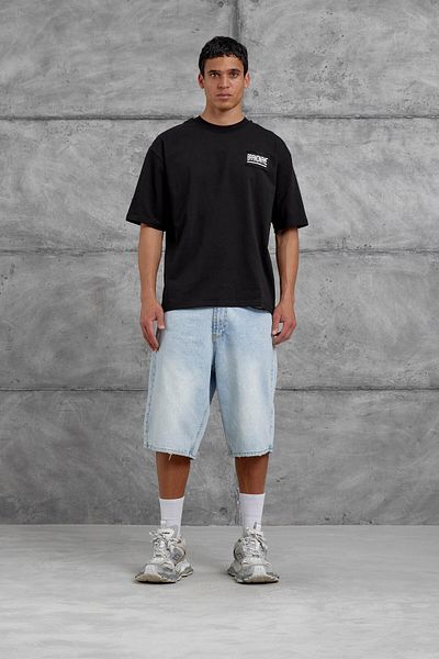 NOMARC Μαύρο μπλουζάκι με ετικέτα μάρκας Oversize