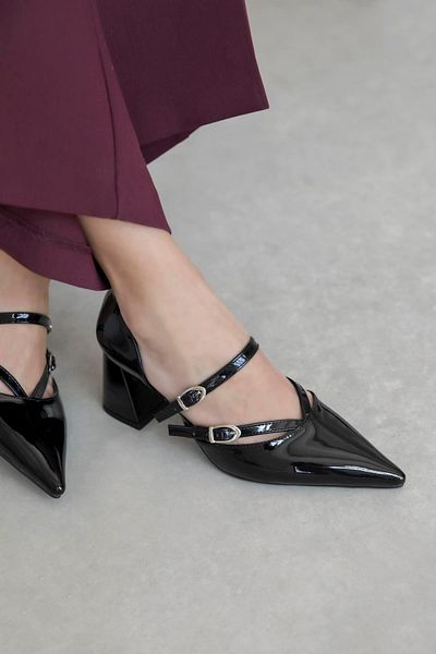 STRASWANS Stana Women's Patent Leather Heeled Shoes Black