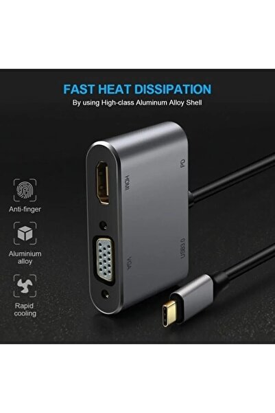 MAXGO 3006 Type C To Hdmi Vga Usb 3.0 Çevirici Dönüştürücü Kablo Adaptör