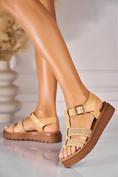 Joana Sandale fara Toc din Piele Ecologica dama Bej Tessa