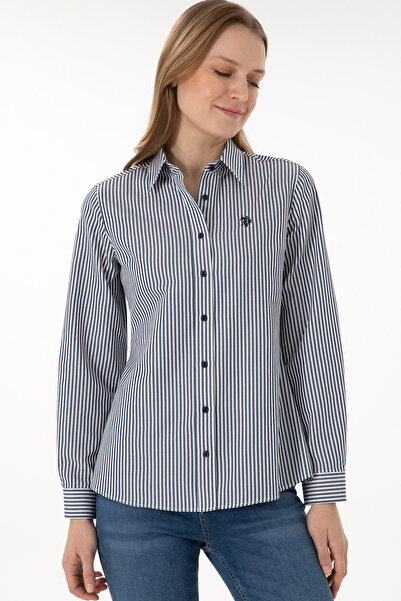 U.S. Polo Assn. Жіноча сорочка з довгими рукавами та синіми смужками 50306407-VR033