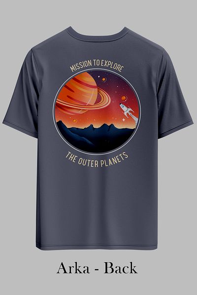 OXVİN MISIUNEA DE EXPLORE Tricou unisex supradimensionat cu imprimeu pe spate și față (MĂRIME LÂNGĂ)