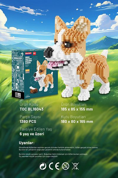 balody Pet Series – Korgi Dog (Bl16043) – Micro Block Building Toys Set