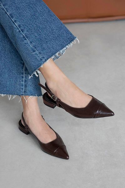 STRASWANS Hubert Women's Heeled Wrinkled Leather Shoes Brown