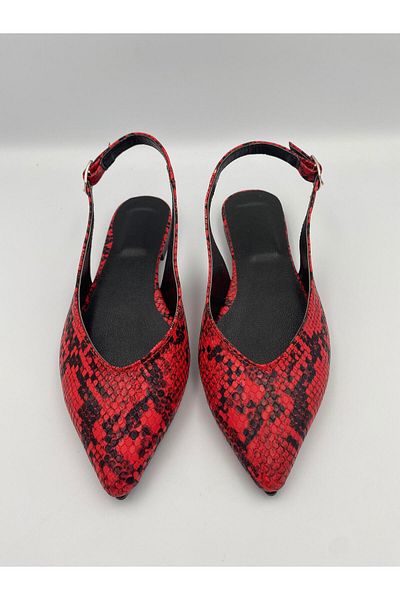 Ömer Ediz Shoes Snak Pointed Toe Patterned Casual Women's Shoes, Ballerinas, Loafers