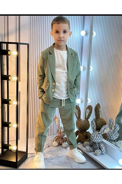 aydınkidsfashion Boy 3 Natural Linen Suits