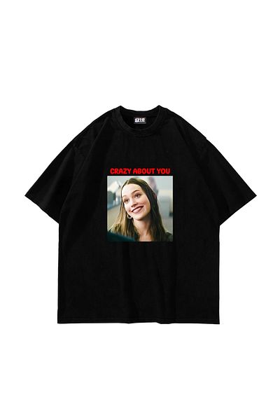 Sekizbiraltı Crazy About You Love εμπριμέ μαύρο μπλουζάκι Unisex