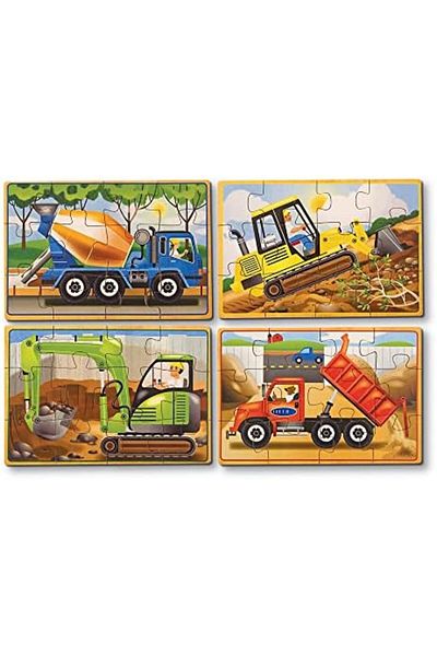 Mu Art Ahşap Mrt & Doug Wooden 12X4 Puzzle Set - Construction Vehicles Art 871301