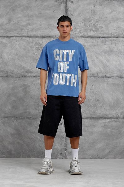 NOMARC Tricou supradimensionat cu imprimeu Blue City Of Youth