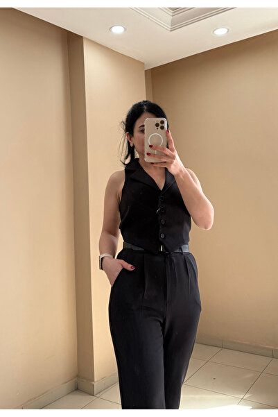 FEMİNEER.com Pantaloni din stofă cu centură elastică