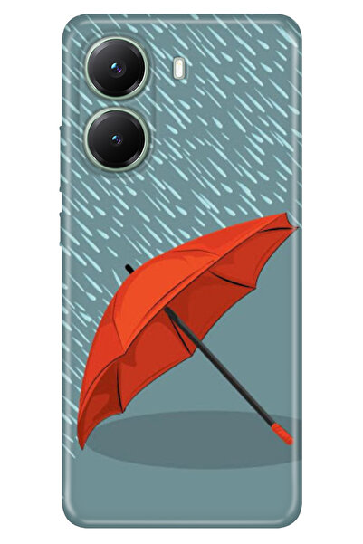 POCO X7 Pro Telefon Kılıfı Dekoratif Silikon Baskılı Kapak Kırmızı Şemsiye