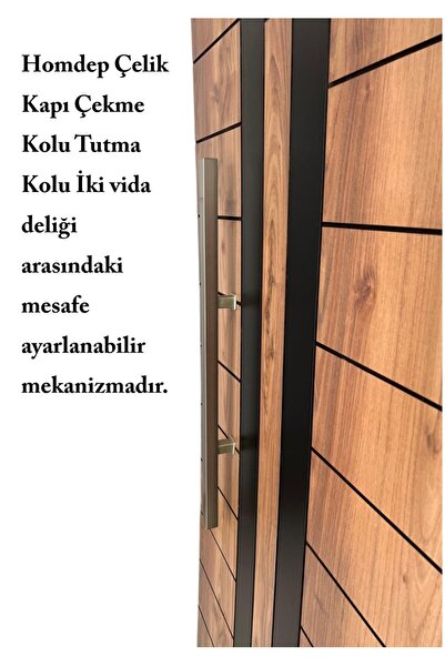 HOMDEP Çelik Kapı Çekme Tutma Kolu Kare Model Renk: Saten ( Gümüş Gri ) 120cm