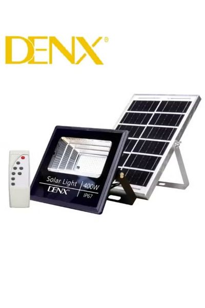 Denx مصباح شمسي بقوة 400 واط مع بطارية 4000 مللي أمبير في الساعة ومصباح COB IP67 مقاوم للماء والغبار مع جهاز تحكم عن بعد ذكي