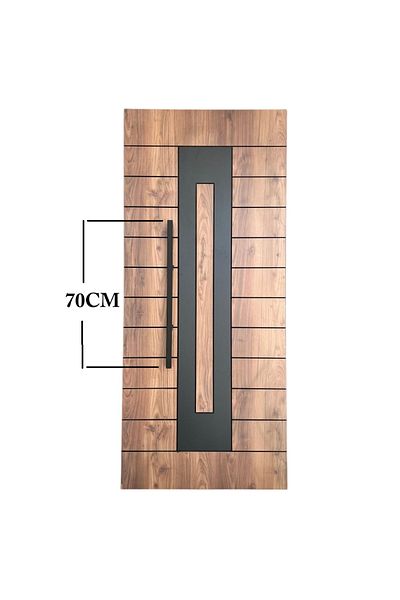 HOMDEP Steel Door Pull Handle Square Model Color Black 70cm