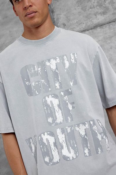 NOMARC Γκρι μπλουζάκι City Of Youth με στάμπα OVersize