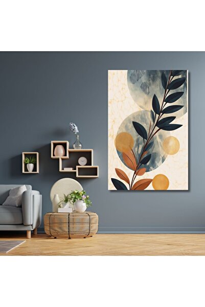 Şehzat Design Tekli Dikey Kanvas Duvar Tablosu Soyut Soft Yaprak Tasarım